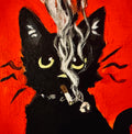 CAT SMOKING Ceramic Magnet
