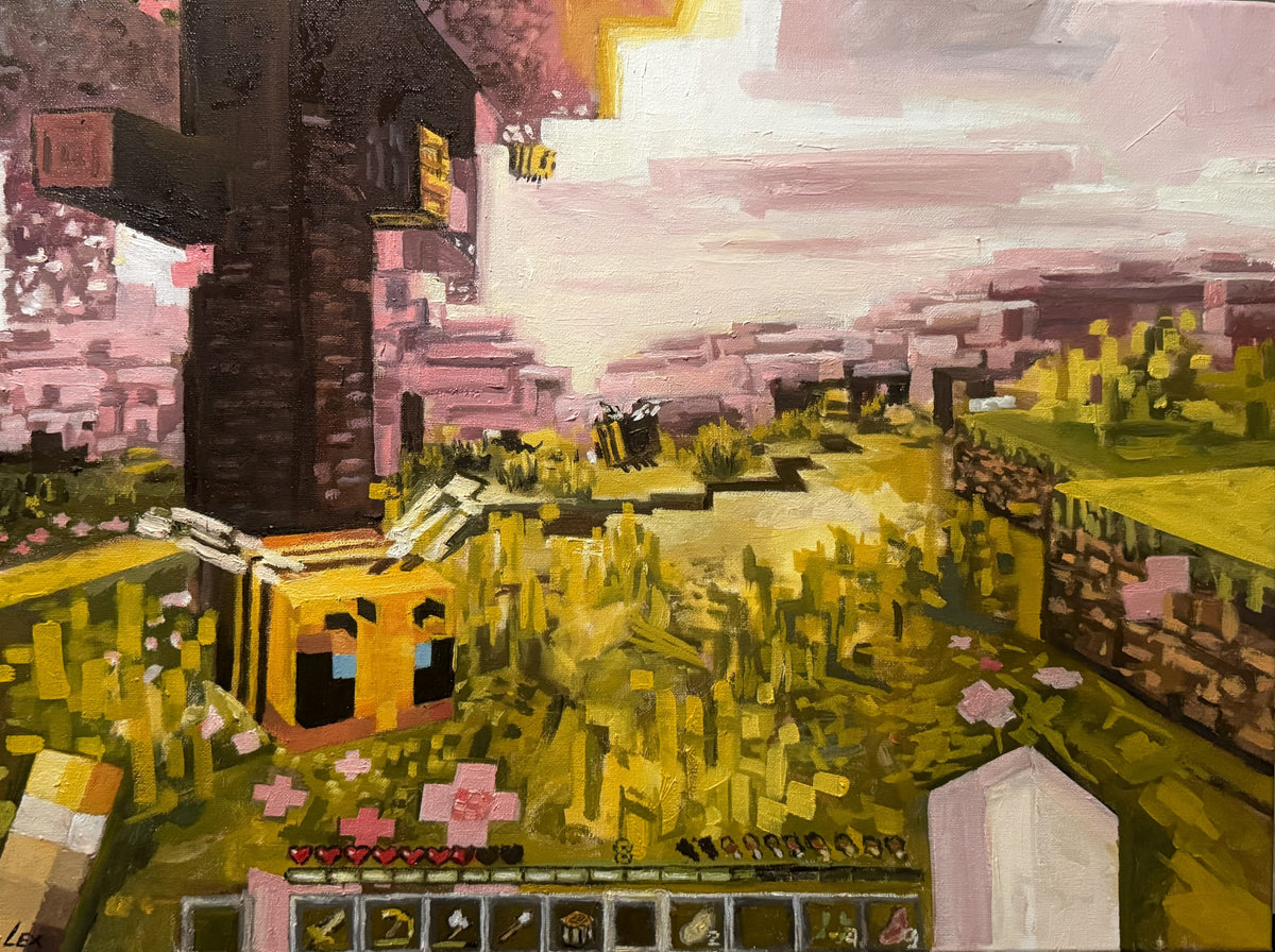 Minecraft Oil Painting Print 8 x 10 (Stretched canvas)