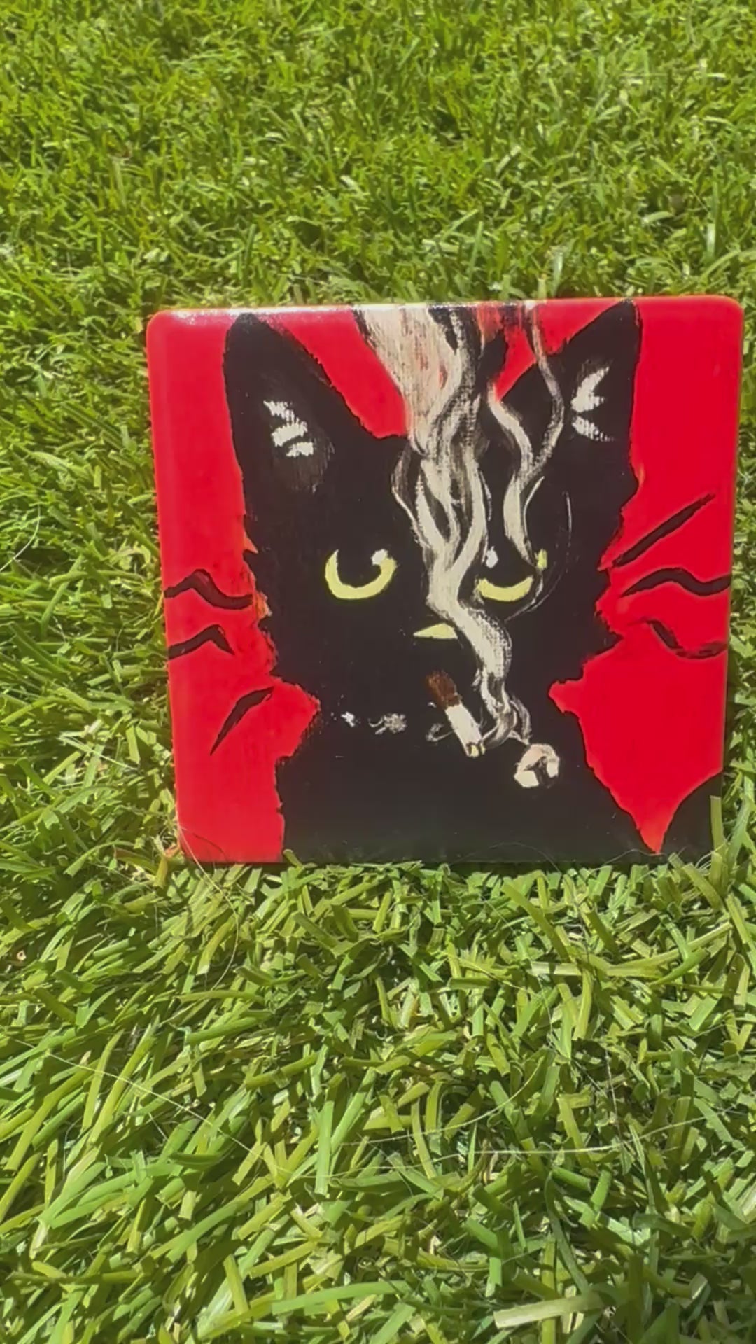 CAT SMOKING Ceramic Magnet